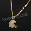 14K PT Gold FOOT BALL HELMET Pendant W/5mm 24" 30" Cuban Chain - Raonhazae