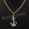 14K PT Gold SAILOR ANCHOR Pendant W/5mm 24" 30" Cuban Chain - Raonhazae