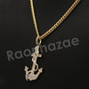 14K PT Gold SAILOR ANCHOR Pendant W/5mm 24" 30" Cuban Chain - Raonhazae