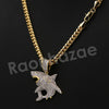 14K Pt Gold Round Shark Pendant W/5mm 24" 30" Cuban Chain - Raonhazae