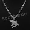 14K Pt Gold Round Shark Pendant W/5mm 24" 30" Cuban Chain - Raonhazae