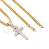 Mens 14K Gold Ankh Cross Charm Brass Pendant W/5mm 24" 30" Cuban Chain - Raonhazae