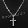 14K Pt Gold Round CLASSIC JESUS CROSS Pendant W/5mm 24" 30" Cuban Chain - Raonhazae