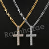 14K Pt Gold Round CLASSIC JESUS CROSS Pendant W/5mm 24" 30" Cuban Chain - Raonhazae