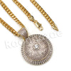 14K Pt Gold Round CLASSIC SPINNING DISCO DANCER Pendant W/5mm 24" 30" Cuban Chain - Raonhazae