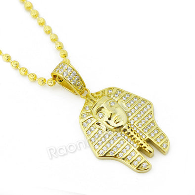 Sterling Silver .925 AAA Lab Diamond King-tut w/2.5mm 20" 24" Moon Cut Chain G48 - Raonhazae