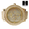 Men's Hip Hop 14K Gold PT Bling Lab Diamond Techno King Rapper Watch L2 - Raonhazae