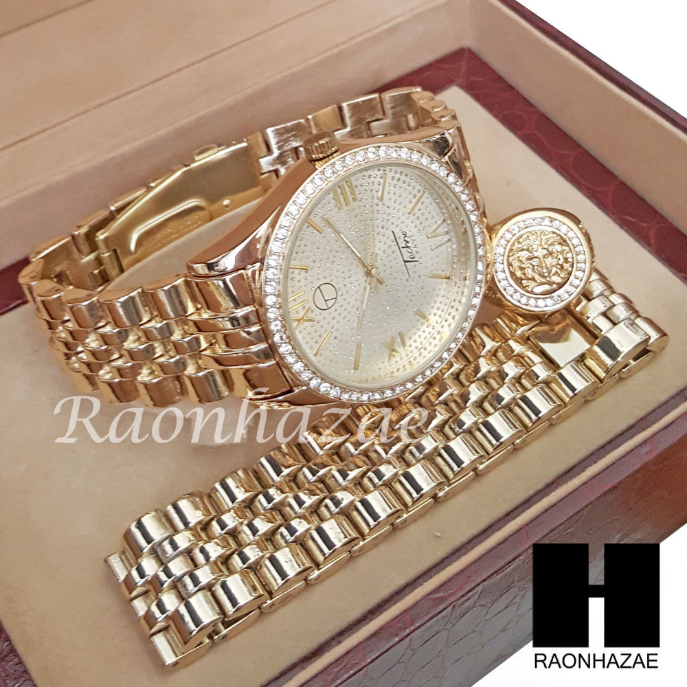 HIP HOP LIL UZI VERT 14K GOLD PT WATCH BRACELET MEDUSA RING SET L31