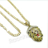 LARGE KING LION CHARM DIAMOND CUT 24" 30" 36" CUBAN CHAIN NECKLACE G74 - Raonhazae