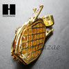 Mens Lab Diamond Gold PT King Lion Face Pendant w/ 4mm Cuban Chain B05G - Raonhazae
