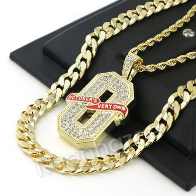 OCTOBER'S VERY OWN CHARM ROPE CHAIN DIAMOND CUT CUBAN CHAIN NECKLACE 72 - Raonhazae