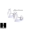 Sterling Silver .925 Lab Diamond 11mm Square Screw Back Earring SE002S - Raonhazae