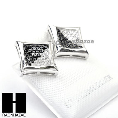 Sterling Silver .925 Lab Diamond 11mm Square Screw Back Earring SE002SB - Raonhazae