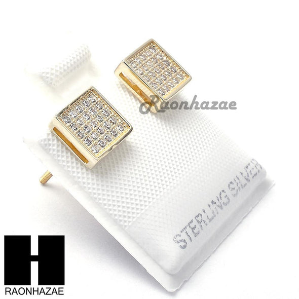 Sterling Silver .925 Lab Diamond 7mm Square Push Back Earring SE005G - Raonhazae