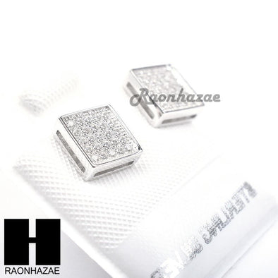 Sterling Silver .925 Lab Diamond 7mm Square Push Back Earring SE005S - Raonhazae