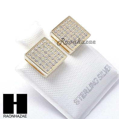 Sterling Silver .925 Lab Diamond 9mm Square Screw Back Earring SE006G - Raonhazae