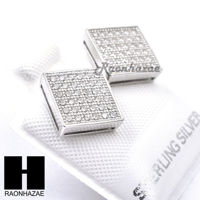 Sterling Silver .925 Lab Diamond 9mm Square Screw Back Earring SE006S - Raonhazae