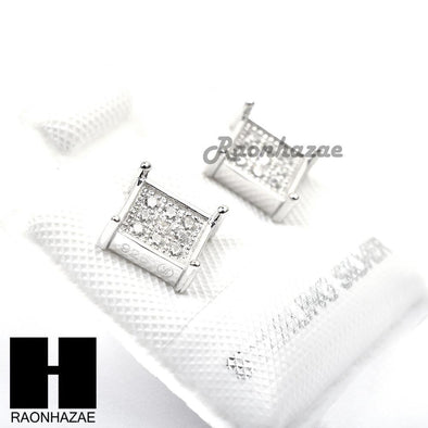 Sterling Silver .925 Lab Diamond 6mm Square Push Back Earring SE007S - Raonhazae