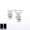 Sterling Silver .925 Lab Diamond 6mm Square Push Back Earring SE007S - Raonhazae