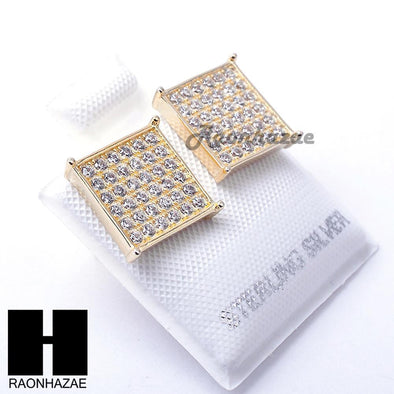 Sterling Silver .925 Lab Diamond 11mm Square Screw Back Earring SE008G - Raonhazae