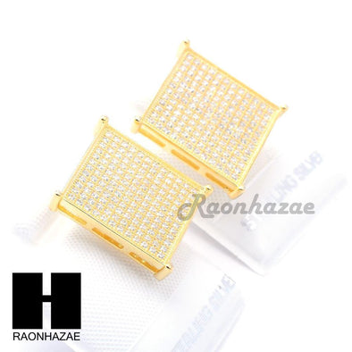 Sterling Silver .925 Lab Diamond 17mm Square Screw Back Earring SE009G - Raonhazae