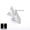 Sterling Silver .925 Lab Diamond 17mm Square Screw Back Earring SE009S - Raonhazae