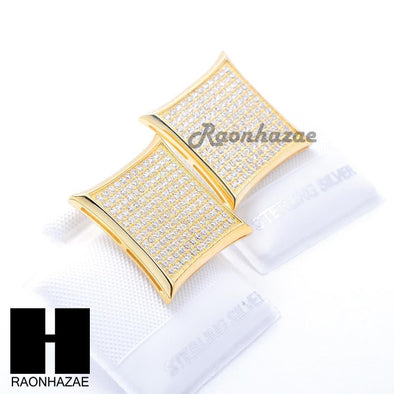 Sterling Silver .925 Lab Diamond 19mm Square Screw Back Earring SE010G - Raonhazae