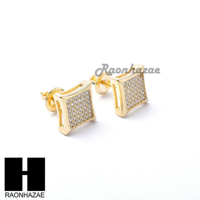 Sterling Silver .925 Lab Diamond 10mm Square Screw Back Earring SE011G - Raonhazae