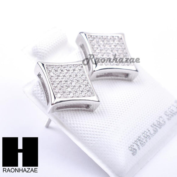 Sterling Silver .925 Lab Diamond 10mm Square Screw Back Earring SE011S - Raonhazae