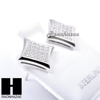 Sterling Silver .925 Lab Diamond 9mm Square Push Back Earring SE012S - Raonhazae