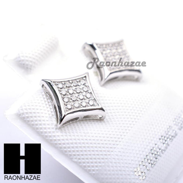 Sterling Silver .925 Lab Diamond 8mm Square Push Back Earring SE013S - Raonhazae