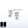 Sterling Silver .925 Lab Diamond 8mm Square Push Back Earring SE013S - Raonhazae