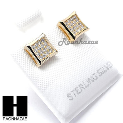 Sterling Silver .925 Lab Diamond 7mm Square Push Back Earring SE015G - Raonhazae