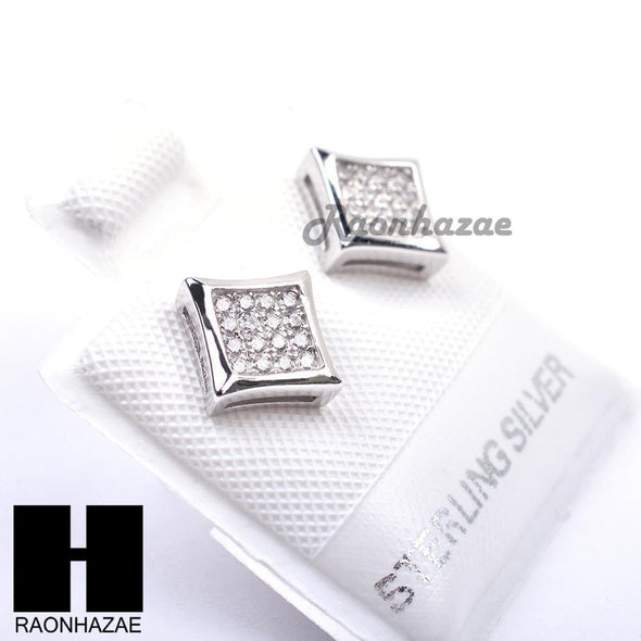 Sterling Silver .925 Lab Diamond 7mm Square Push Back Earring SE015S - Raonhazae