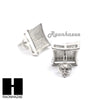 Sterling Silver .925 Lab Diamond 13mm Square Screw Back Earring SE016S - Raonhazae