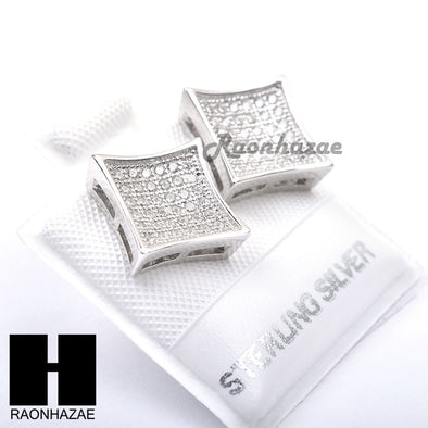 Sterling Silver .925 Lab Diamond 10mm Square Screw Back Earring SE017S - Raonhazae