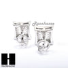 Sterling Silver .925 Lab Diamond 10mm Square Screw Back Earring SE017S - Raonhazae