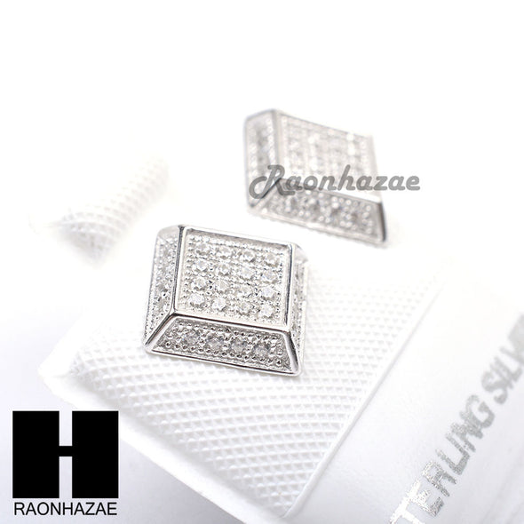 Sterling Silver .925 Lab Diamond 8mm Square Screw Back Earring SE018S - Raonhazae