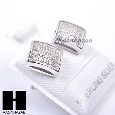 Sterling Silver .925 Lab Diamond 8mm Square Push Back Earring SE021S - Raonhazae