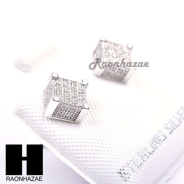 Sterling Silver .925 Lab Diamond 6mm Square Push Back Earring SE024S - Raonhazae