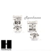 Sterling Silver .925 Lab Diamond 6mm Square Push Back Earring SE024S - Raonhazae