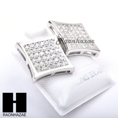 Sterling Silver .925 Lab Diamond 14mm Square Screw Back Earring SE025S - Raonhazae