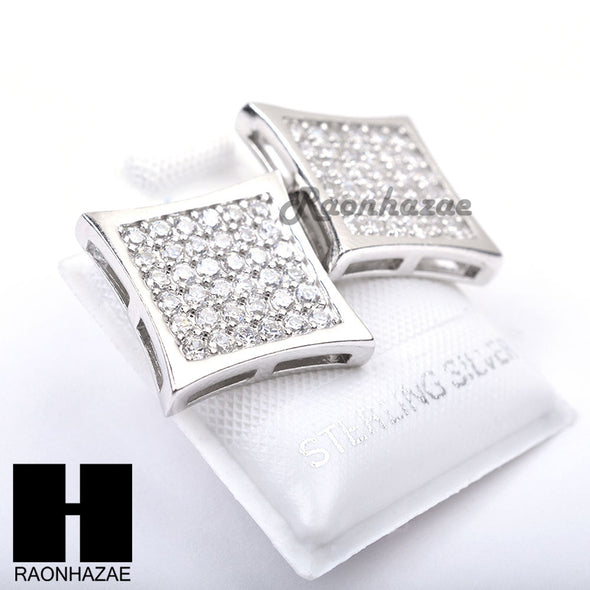 Sterling Silver .925 Lab Diamond 14mm Square Screw Back Earring SE025S - Raonhazae