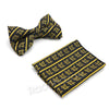 MENS MASONIC FREEMASON LODGE ATTIRE BOW TIE GOLD COMPASS HANKY SET W/ RING G1 - Raonhazae