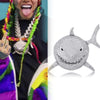 Hip Hop Iced Out Bling Cubic Zirconia Animal Shark Necklaces & Pendants For Men Women Rapper Jewelry With Solid Back