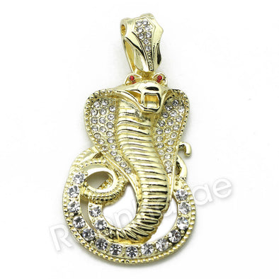 LARGE KING COBRA CHARM DIAMOND CUT 24" 30" 36" CUBAN CHAIN NECKLACE G76 - Raonhazae