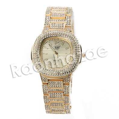 HIP HOP RAONHAZAE MIGOS LUXURY GOLD FINISHED LAB DIAMOND WATCH X6 - Raonhazae