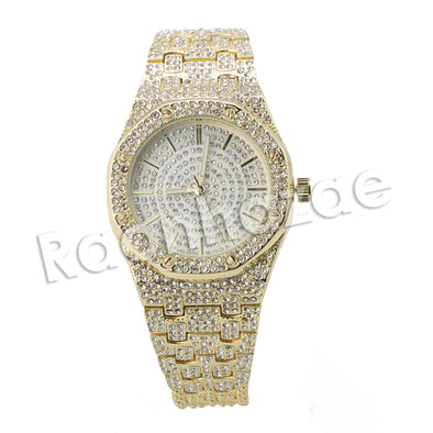 HIP HOP RAONHAZAE 2CHAINZ LUXURY GOLD FINISHED LAB DIAMOND WATCH X6 - Raonhazae