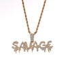 Bling Bling Savage Letter Necklace & Pendant Shiny Ice Out Link Chain Necklace With Tennis Chain Choker Hip Hop Jewelry for Men - Raonhazae