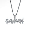 Bling Bling Savage Letter Necklace & Pendant Shiny Ice Out Link Chain Necklace With Tennis Chain Choker Hip Hop Jewelry for Men - Raonhazae